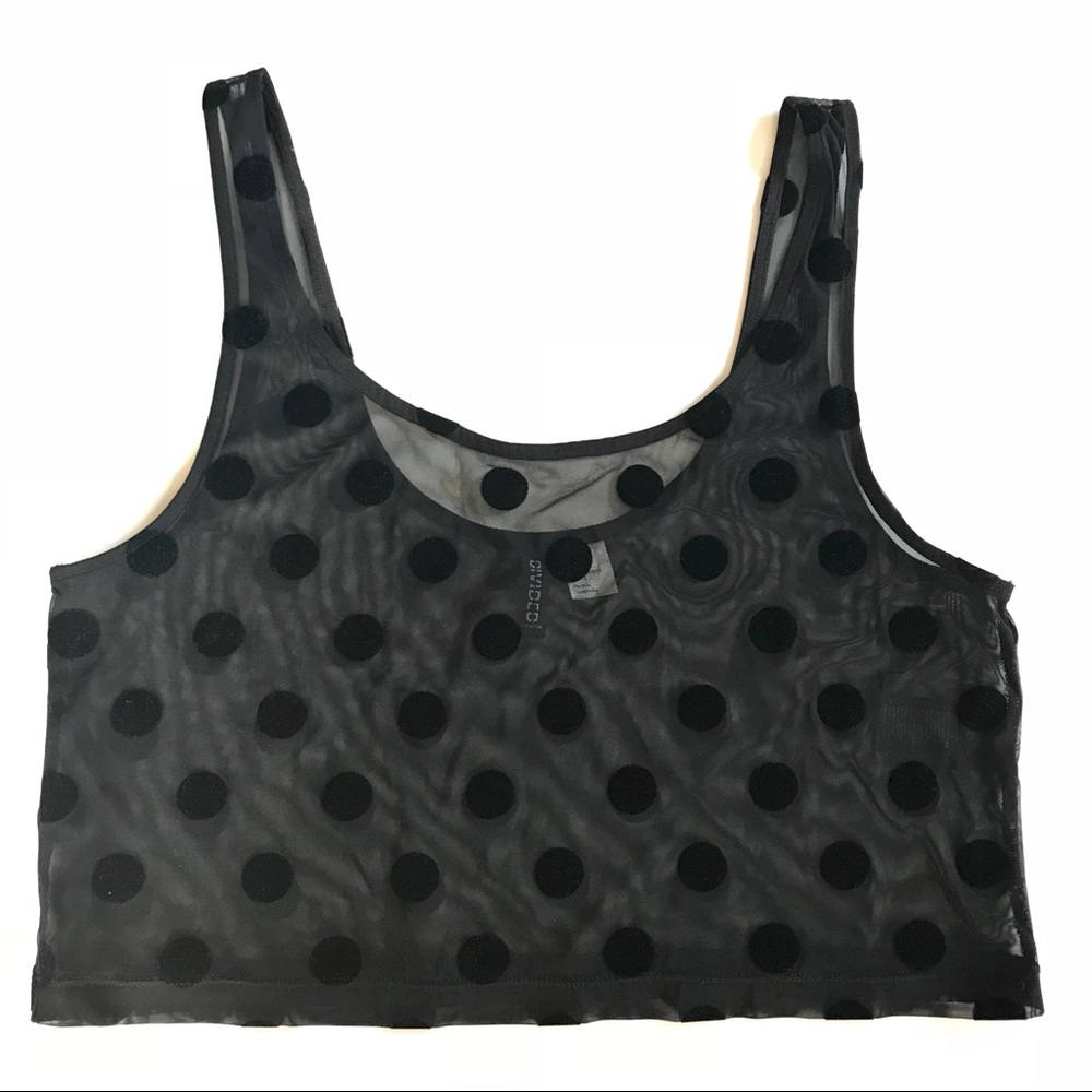 ⭕️❌SOLD❌⭕️ Sheer Black Polka Dot Crop Top